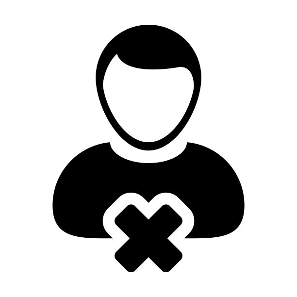 带有删除符号的男性用户头像矢量图标图片下载