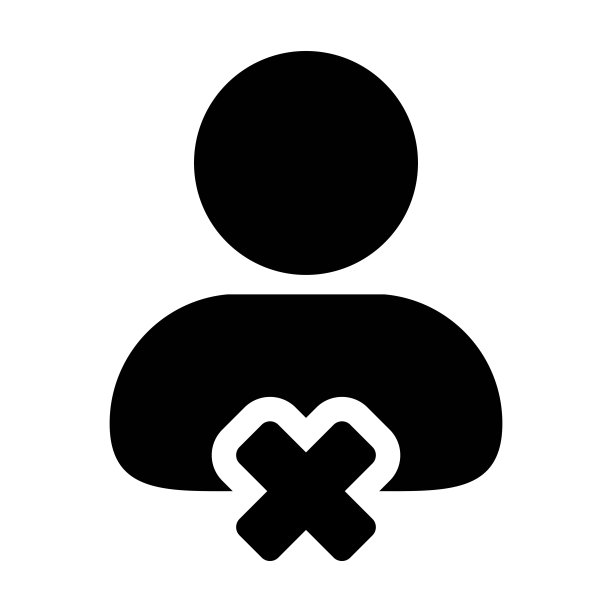 移除个人资料图标矢量男性用户头像，带删除符号的扁平彩色字形图图片下载