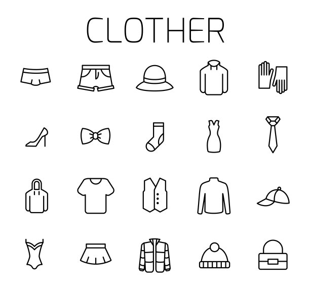 服装相关矢量图标集图片下载