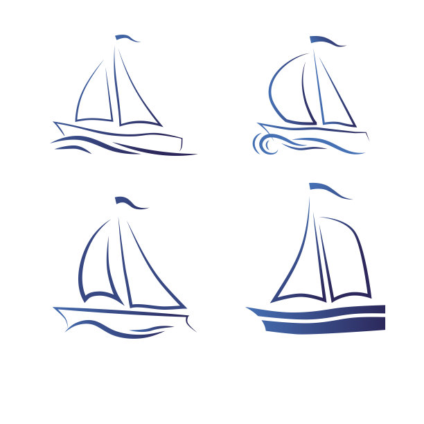 通过海上或海洋旅行，一组矢量图标图片下载