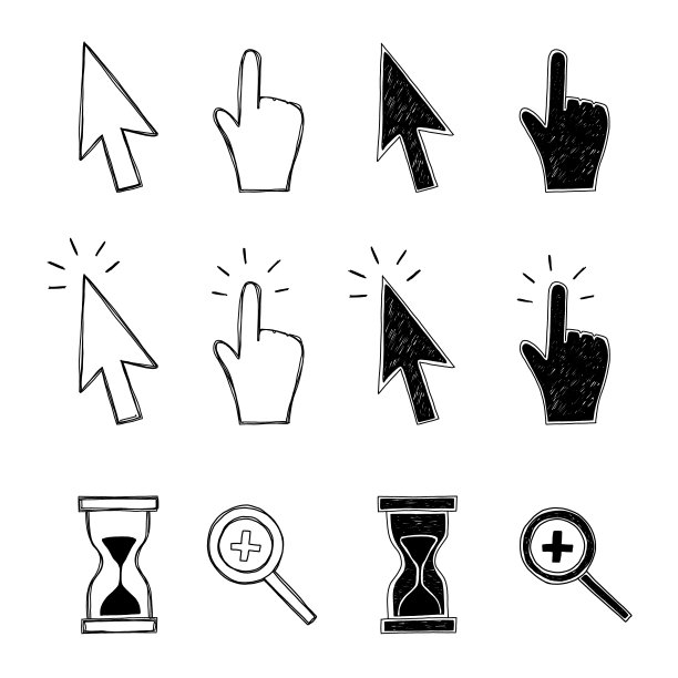 光标，手和沙漏图片下载