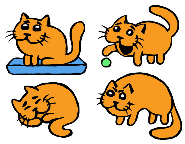 可爱的橙色猫表情集。图片下载