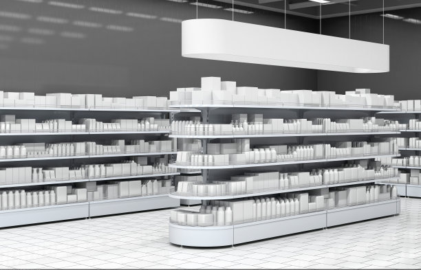 有货架的超市内部图片下载