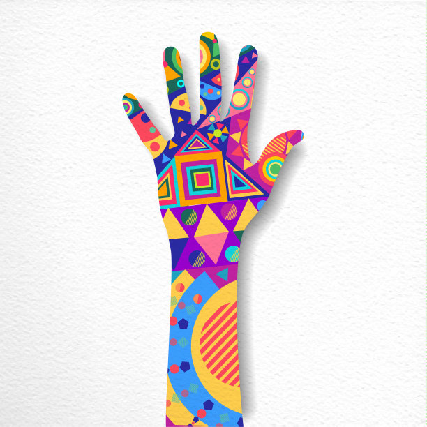 剪纸人手艺术概念插画图片下载