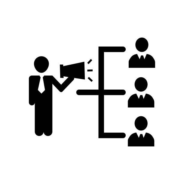商人与演讲者在层次图形的商业图标向量图标。简单元素说明。商人与演讲者在层次图形的商业符号设计。可用于网络和手机。图片下载