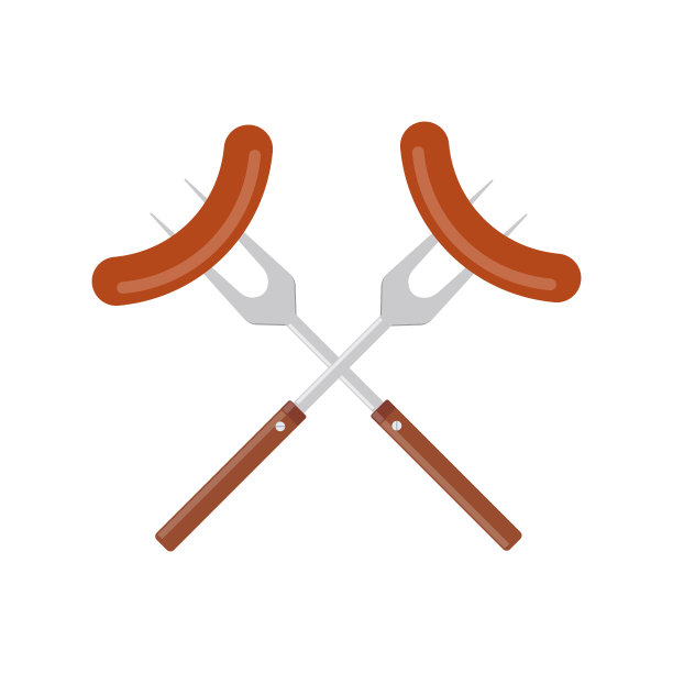 烤肉叉上的香肠。烤香肠。图片下载