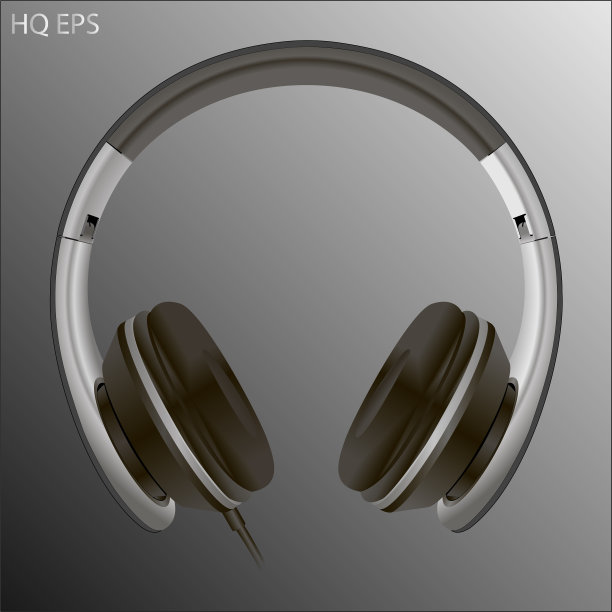 有线或无线银色耳机与详细的元素。图片下载