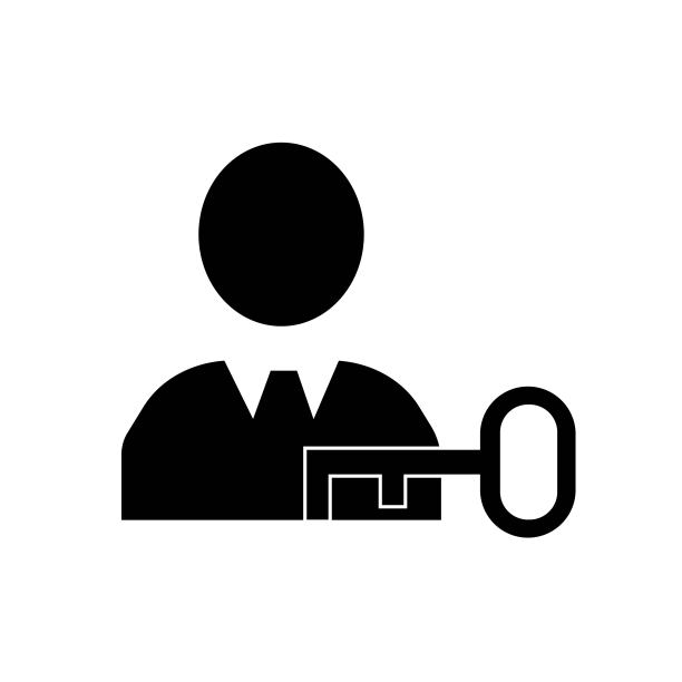 关键工具在一个人的头像矢量图标。简单元素说明。关键工具在一个男人的头标志设计。可用于网络和手机。图片下载