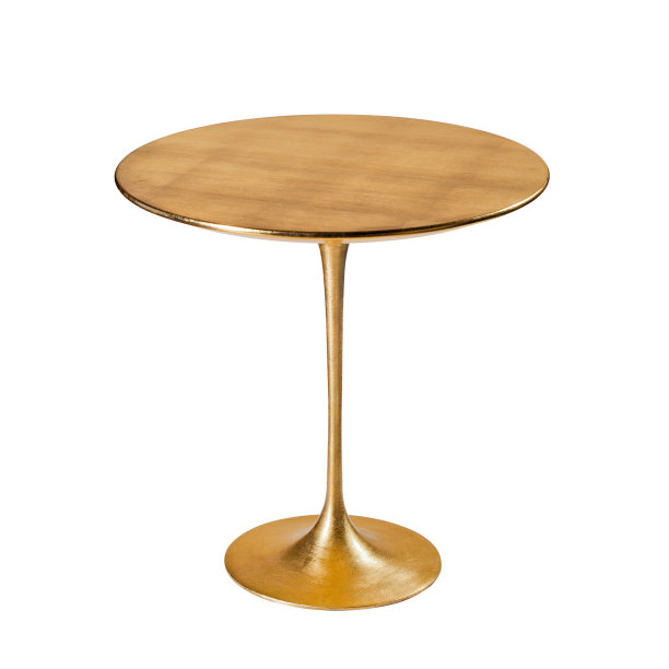 优雅的金色咖啡桌孤立在白色背景上。剪切路径。图片下载