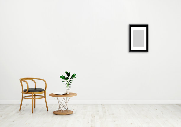 简单的城市丛林风格室内，灰色扶手椅，3D渲染。图片下载