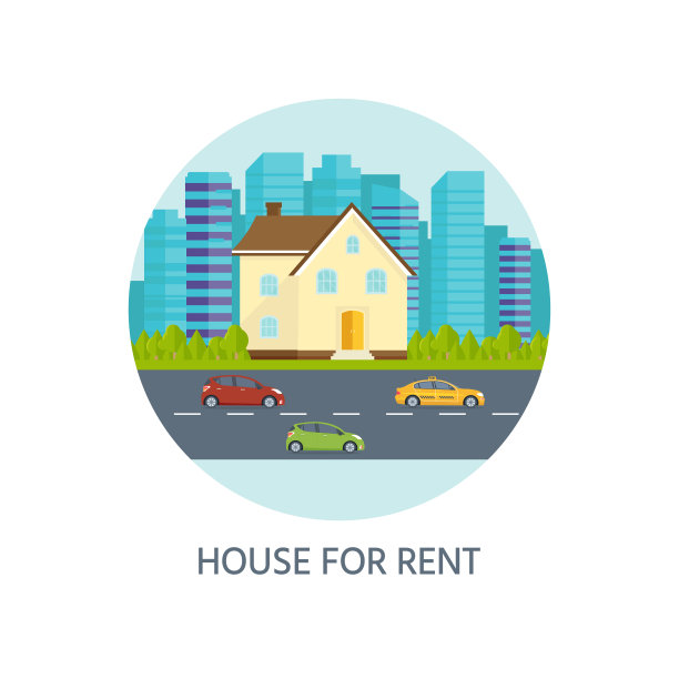 横幅销售，圆圈与广告房子，小屋与tr图片下载