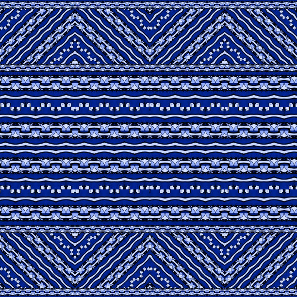 靛蓝民族几何无缝图案图片下载