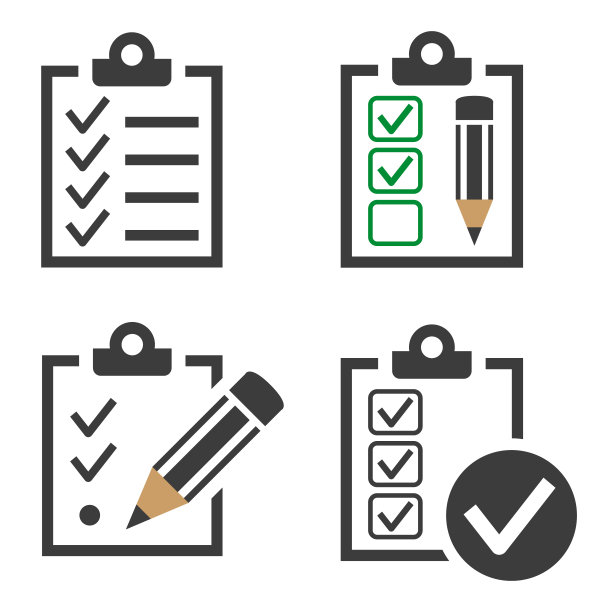 清单图标设置在白色背景上。图片下载