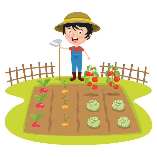 矢量插图的孩子农民图片下载