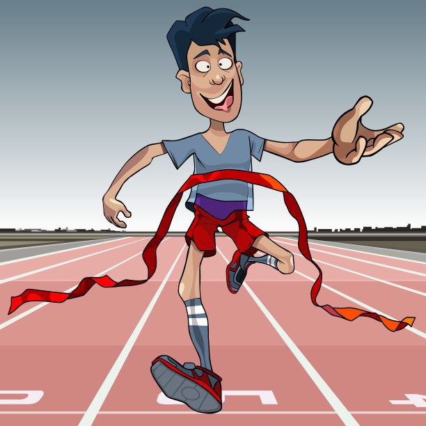 卡通人第一个到达终点线图片下载