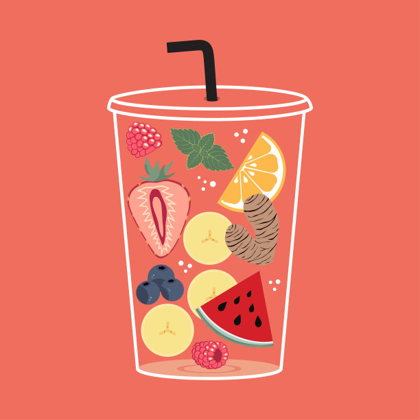 卡通杯与冷饮图片下载