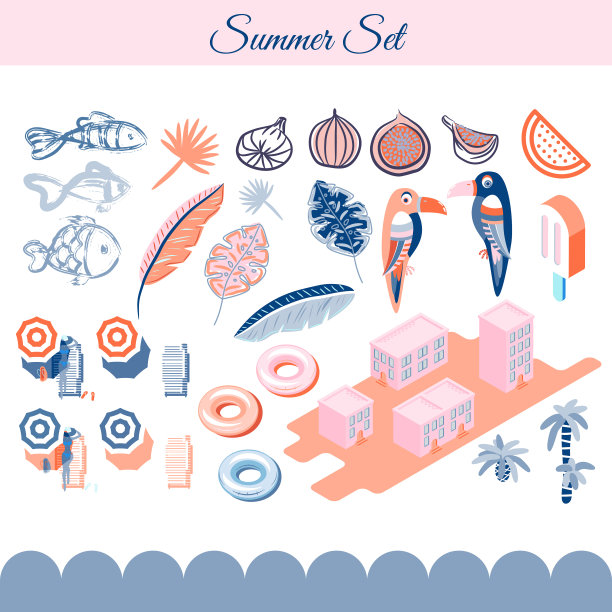 暑假矢量剪辑艺术对象图片下载