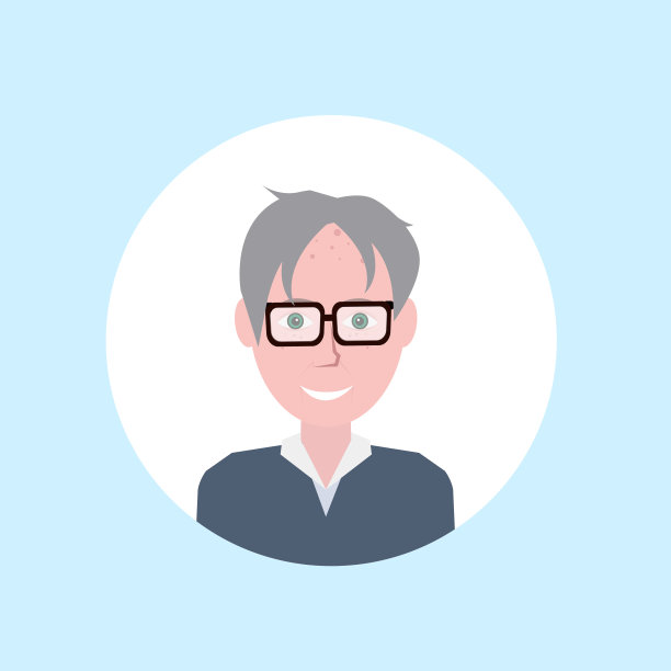 蓝色背景下的欧洲老人快乐头像图片下载