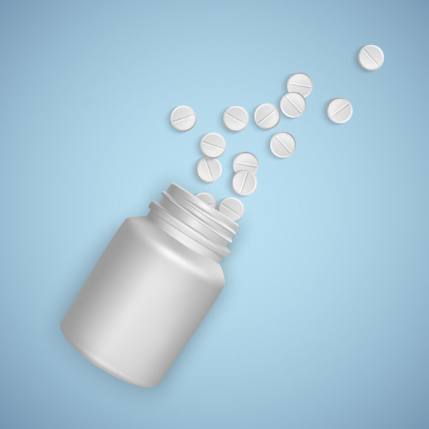 白色瓶子与药丸，俯视图，现实的向量图片下载