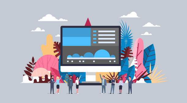 新理念理念越过信息图表监控背景男女团队举手交流平面图片下载