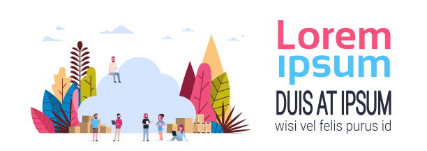 业务人员组团同步云一起工作手持多样性小工具，数据存储概念平横幅复制空间图片下载