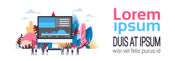 新理念理念越过信息图表监控背景男女团队举起沟通横幅拷贝空间图片下载