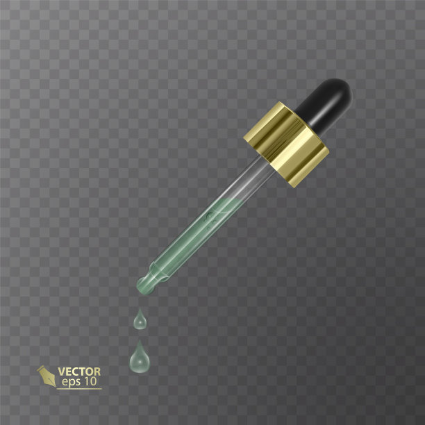 逼真的移液管在透明的背景上。用液体模板化妆产品。元素设计，广告，化妆品推广图片下载