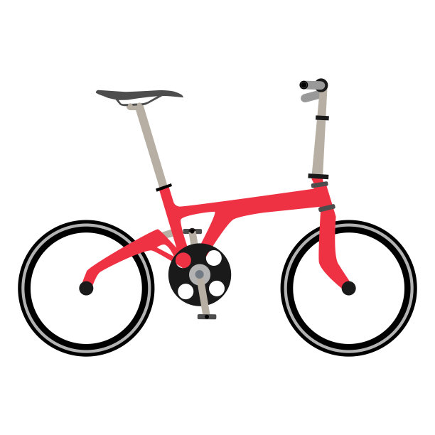 矢量插图，红色折叠自行车，自行车符号，自行车在城市，白色背景图片下载