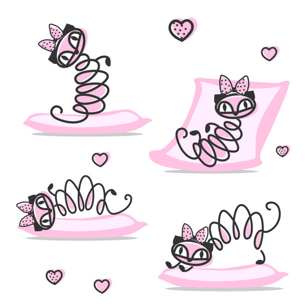 带着粉色蝴蝶结的有趣的猫图片下载