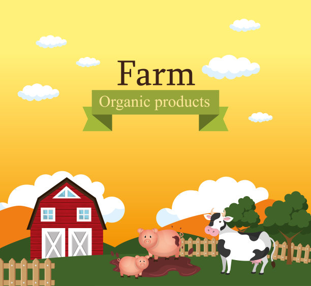 农场现场有机产品标签素材图片