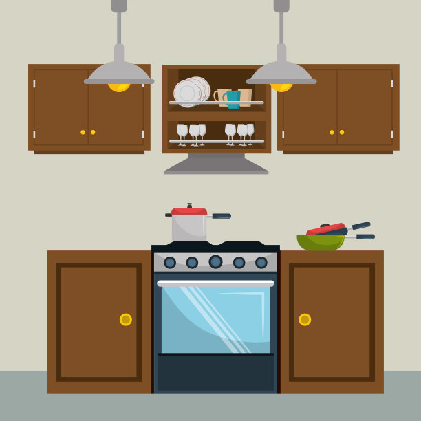 厨房现代场景图标图片下载