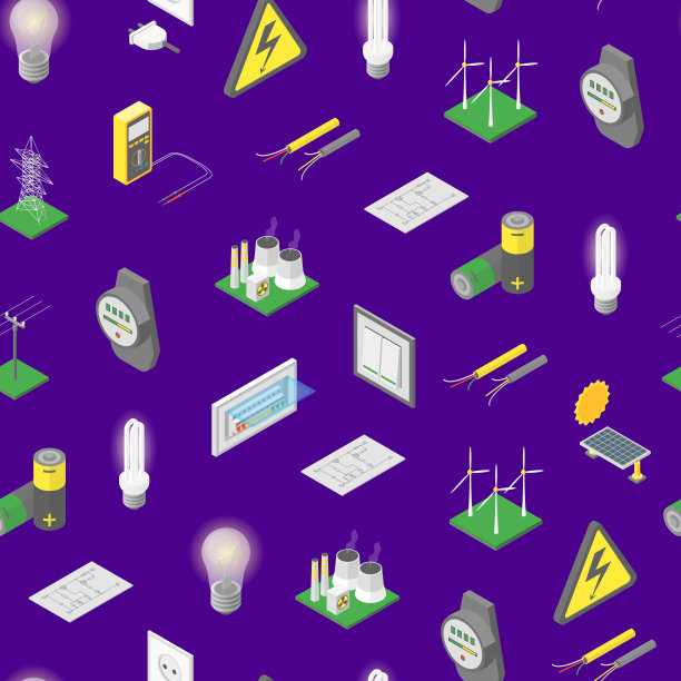 电源无缝模式背景等距视图。向量图片下载