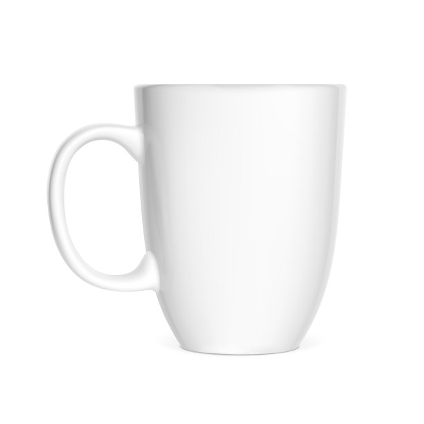 现实的白色杯子孤立在白色的背景图片下载