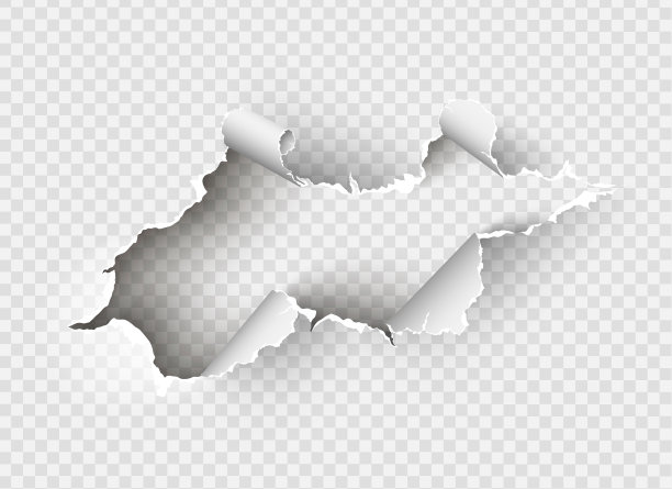 在透明背景上撕破的纸上撕开的洞图片下载