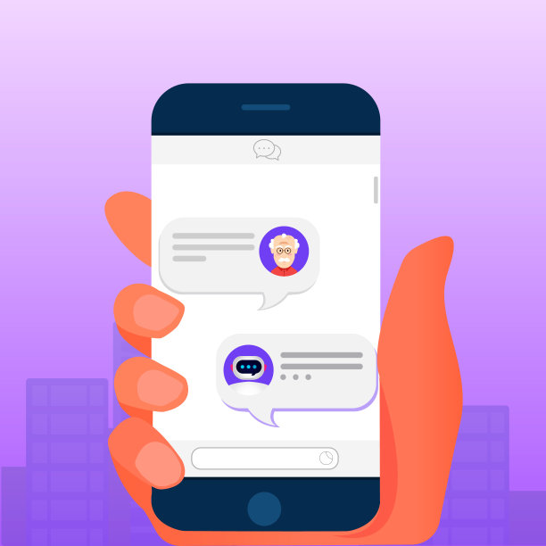聊天机器人概念和未来营销概念。对话框的帮助服务。男人和聊天机器人聊天。图片下载