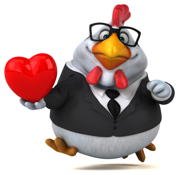 有趣的鸡- 3D插图图片下载