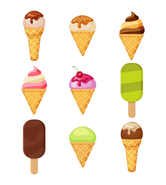 一组冰淇淋图标图片下载