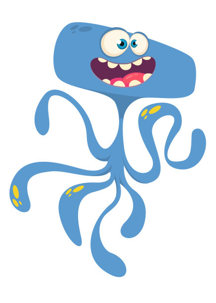 有趣的卡通怪物。矢量插图。设计儿童书籍，贴纸，印刷或派对装饰图片下载