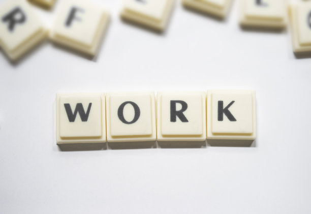 工作单词字母与空格白色背景图片下载