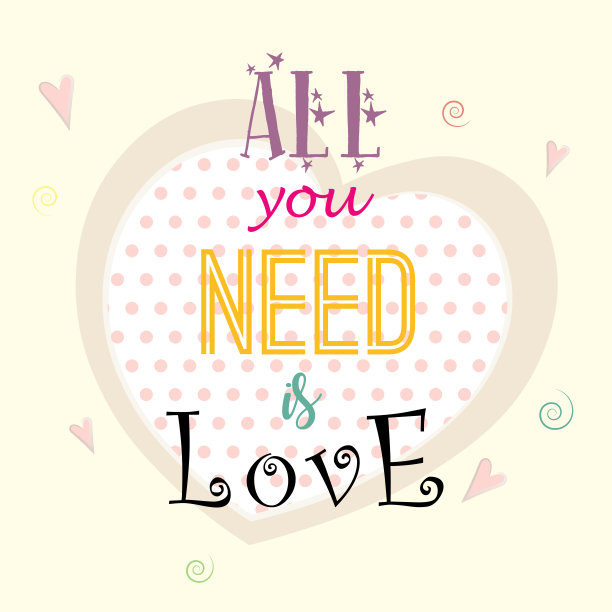 爱字海报矢量插图图片下载