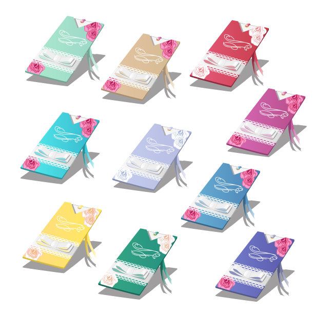 一套彩色卡片与婚礼邀请孤立在白色背景。矢量图图片下载