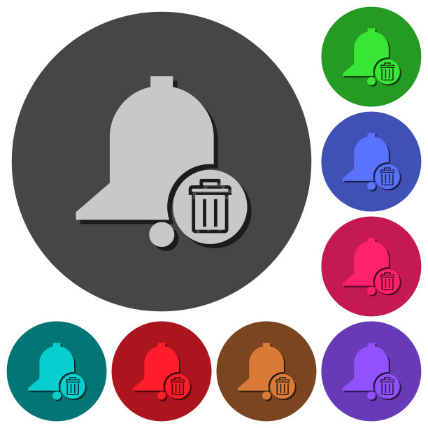 删除圆形背景上带有阴影的提醒图标图片下载