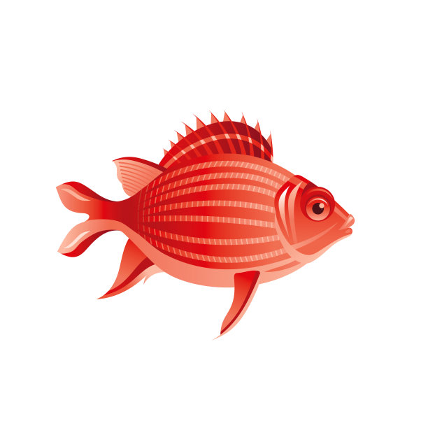 矢量插图eps10，孤立在白色背景。逼真的海洋动物符号，3d松鼠鱼。热带水下水生生物，卡通松鼠鱼可爱的图标。夏季旅游平坦标志。图片下载