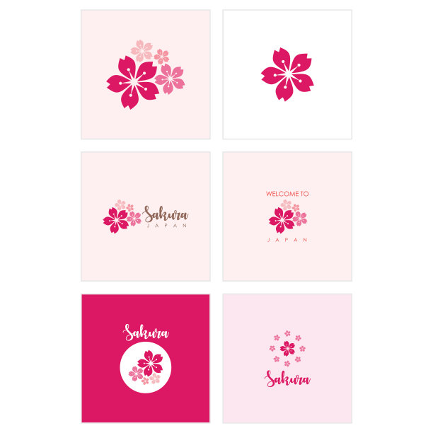 樱花集向量模板设计图片下载