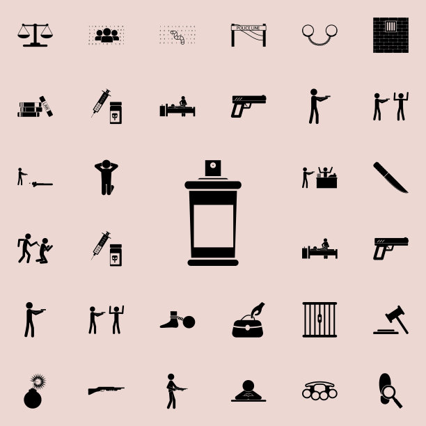 胡椒喷雾图标。详细的一套犯罪图标。优质的平面设计标志。收藏图标之一的网站，网页设计，移动应用程序图片下载