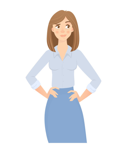 商业女人孤立。商务姿势和姿态。年轻的女商人矢量插图图片下载