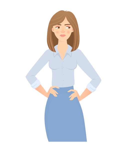 商业女人孤立。商务姿势和姿态。年轻的女商人矢量插图图片下载