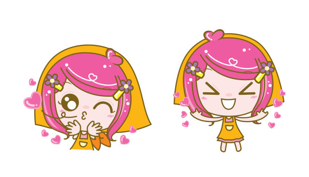 可爱的女人与可爱的女孩，矢量插图图片下载