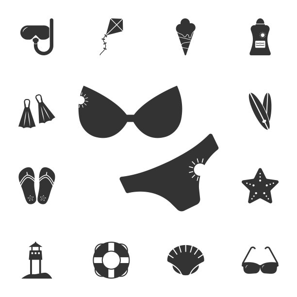 妇女泳装图标。详细的一套夏季插图。优质的图形设计图标。收藏图标之一的网站，网页设计，移动应用程序图片下载