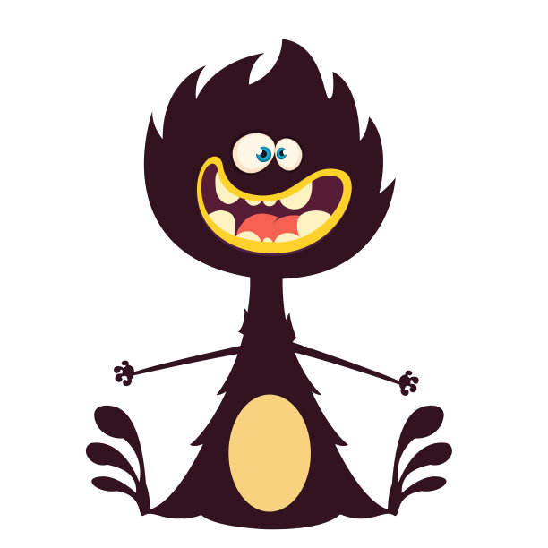 愤怒的卡通单眼龙。矢量万圣节黑色怪物插图。图片下载